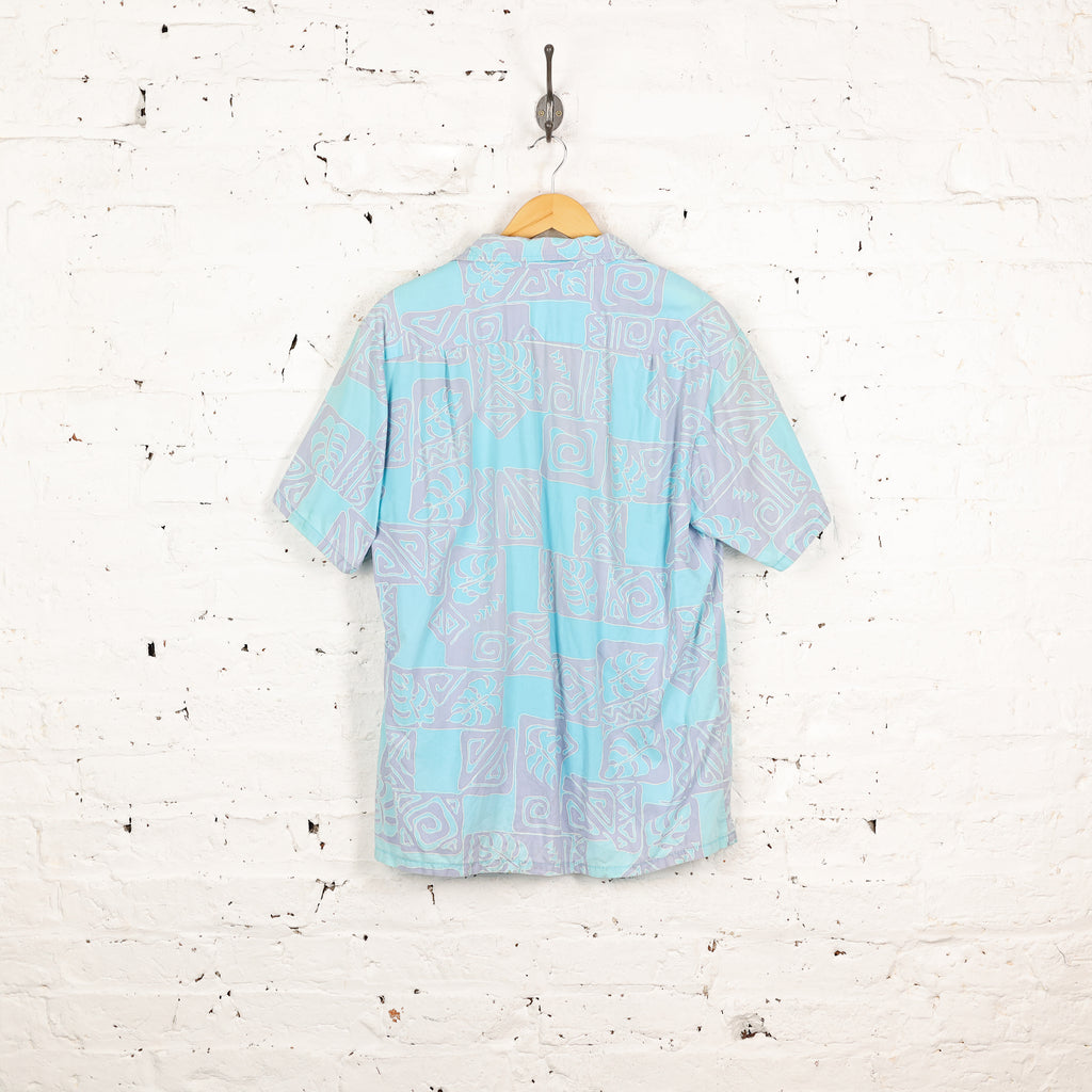 90s Hawaiian Print Shirt - Blue - L