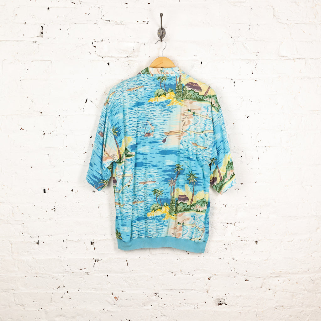90s Hawaiian Pattern Shirt - Blue - XL
