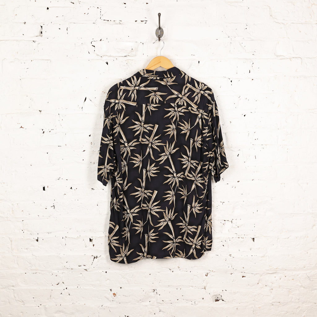 90s Hawaiian Pattern Shirt - Black - L
