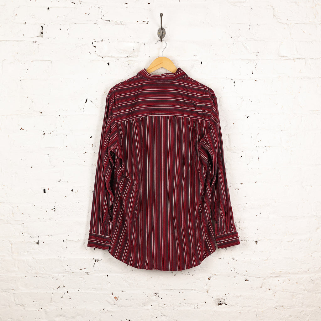 90s Striped Corduroy Shirt - Red - M
