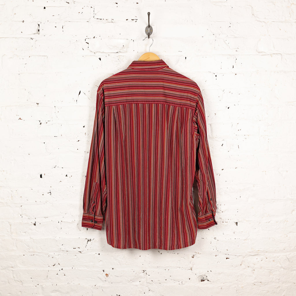 Striped 90s Corduroy Shirt - Red - XL