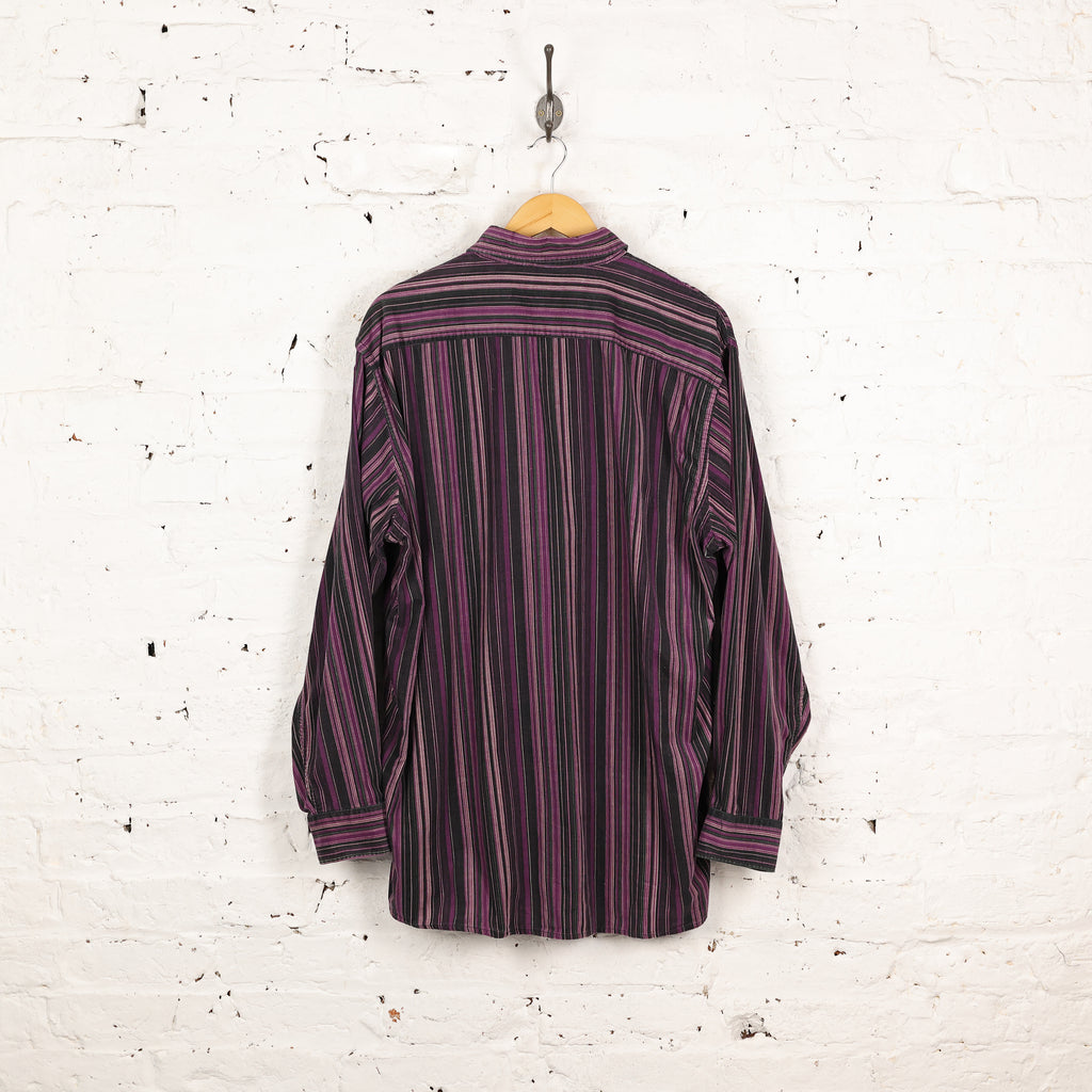 90s Striped Corduroy Shirt - Purple - XL