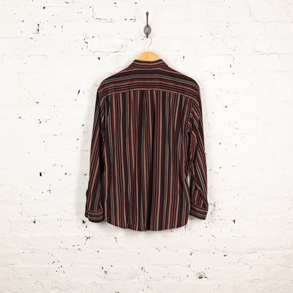 Striped 90s Corduroy Shirt - Brown - M