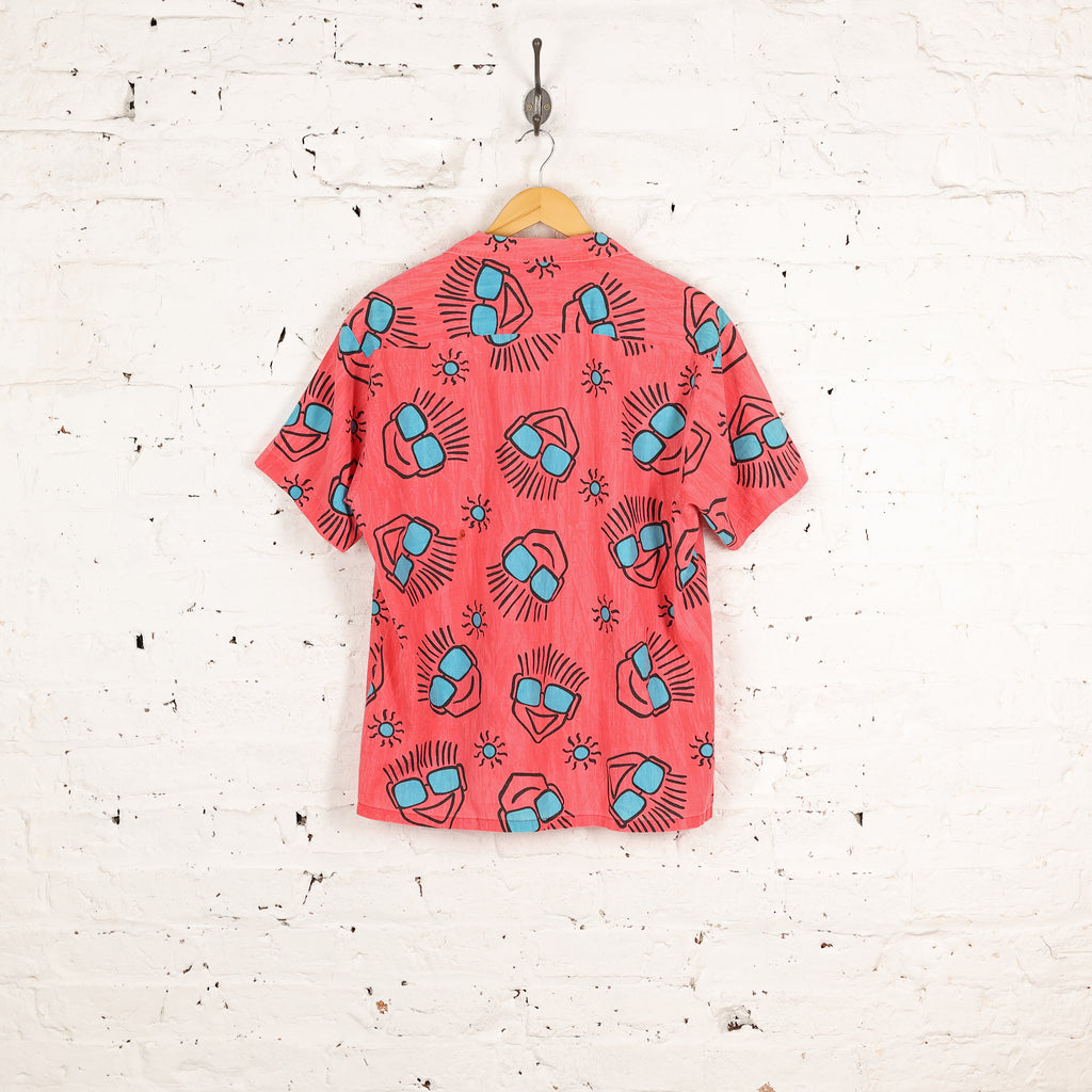 90s Faces Pattern Shirt - Red - M