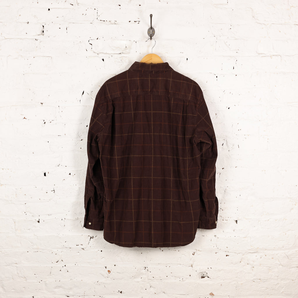 90s Corduroy Check Shirt - Brown - XXL