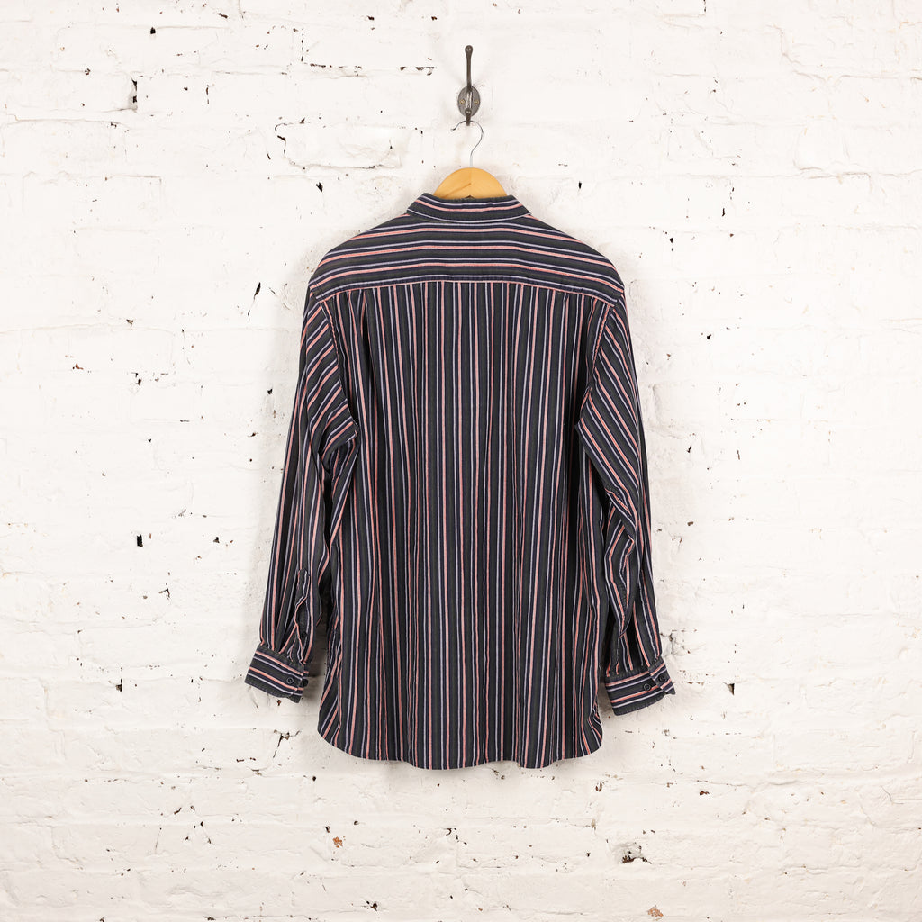 90s Corduroy Striped Shirt - Blue - XL