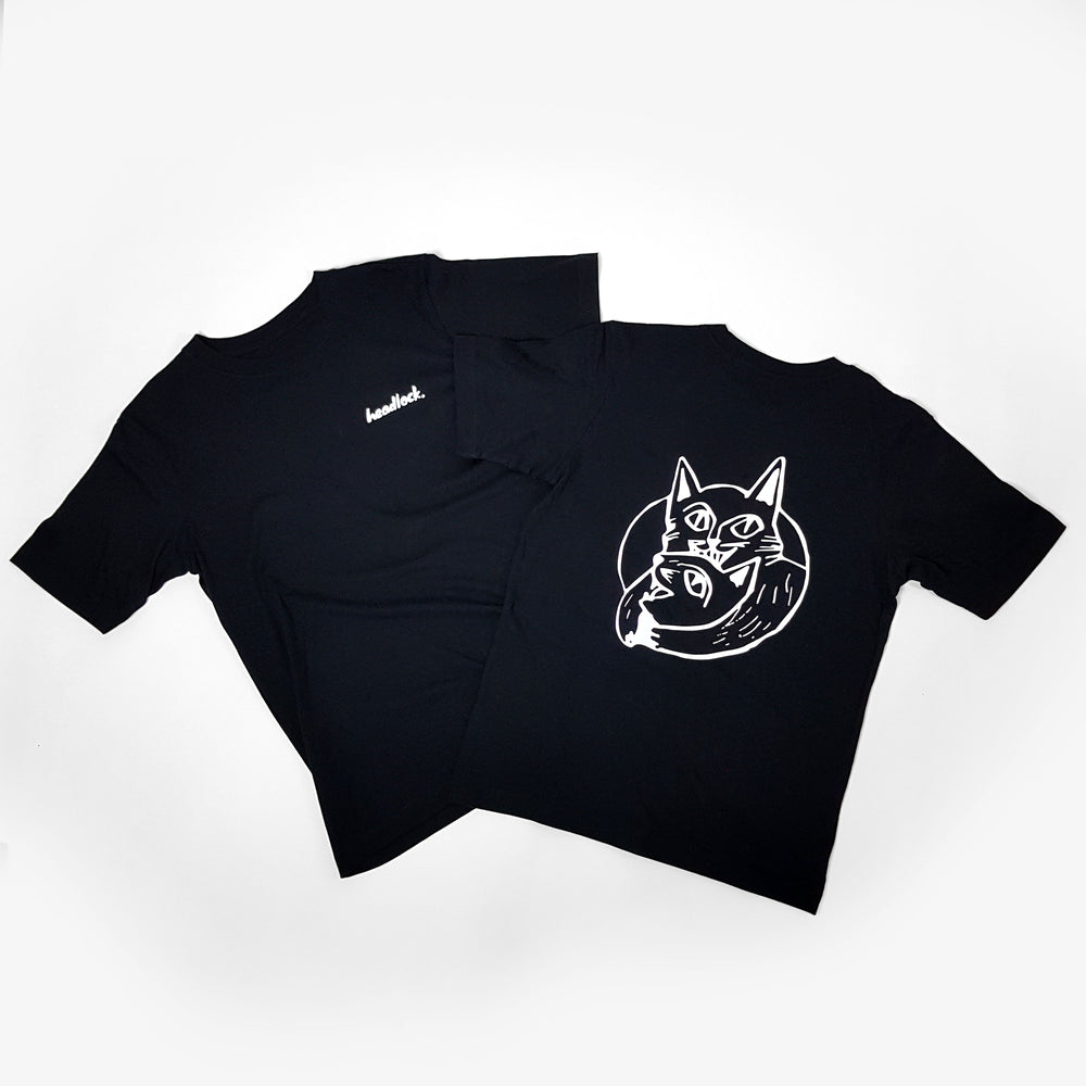 Headlock Cats Oversize Organic Heavy Cotton Jersey T Shirt - Black - S/M/L/XL