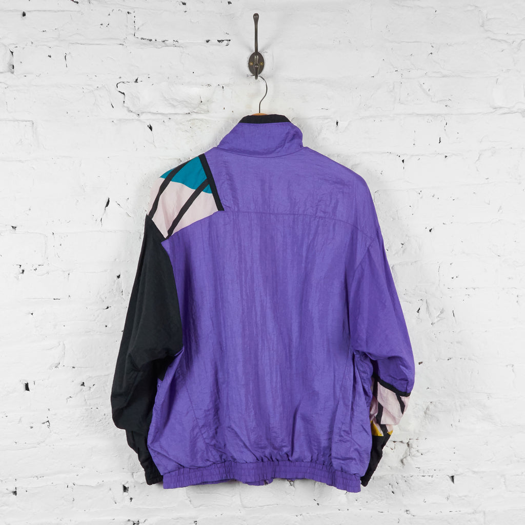 80s Patterned Shell Jacket Top - Purple - M