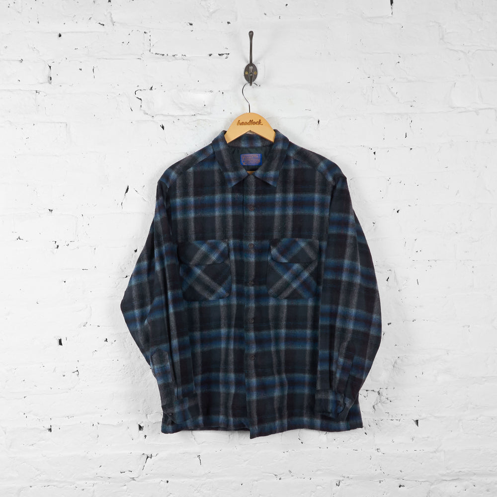 Vintage Pendleton Wool Checked Shirt - Grey/Black/Blue - XL - Headlock