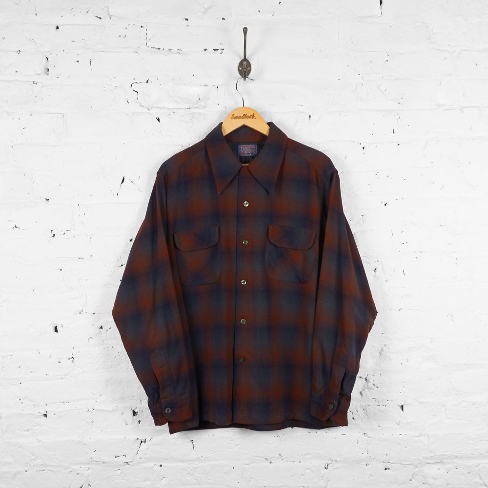Vintage Pendleton Checked Wool Shirt - Brown/Blue - L - Headlock