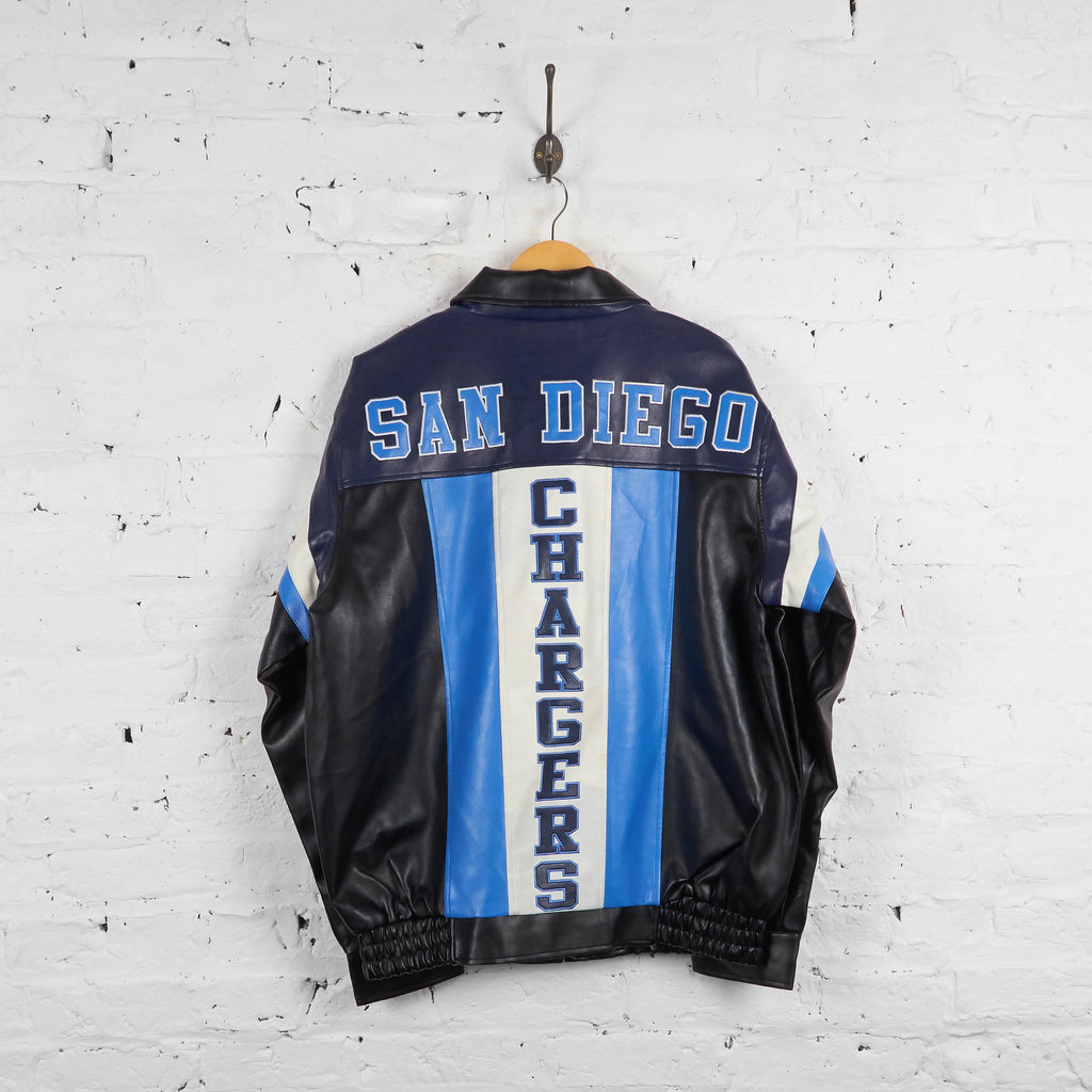 Vintage San Diego Chargers NFL Leather Jacket - Black/Blue/White - L - Headlock