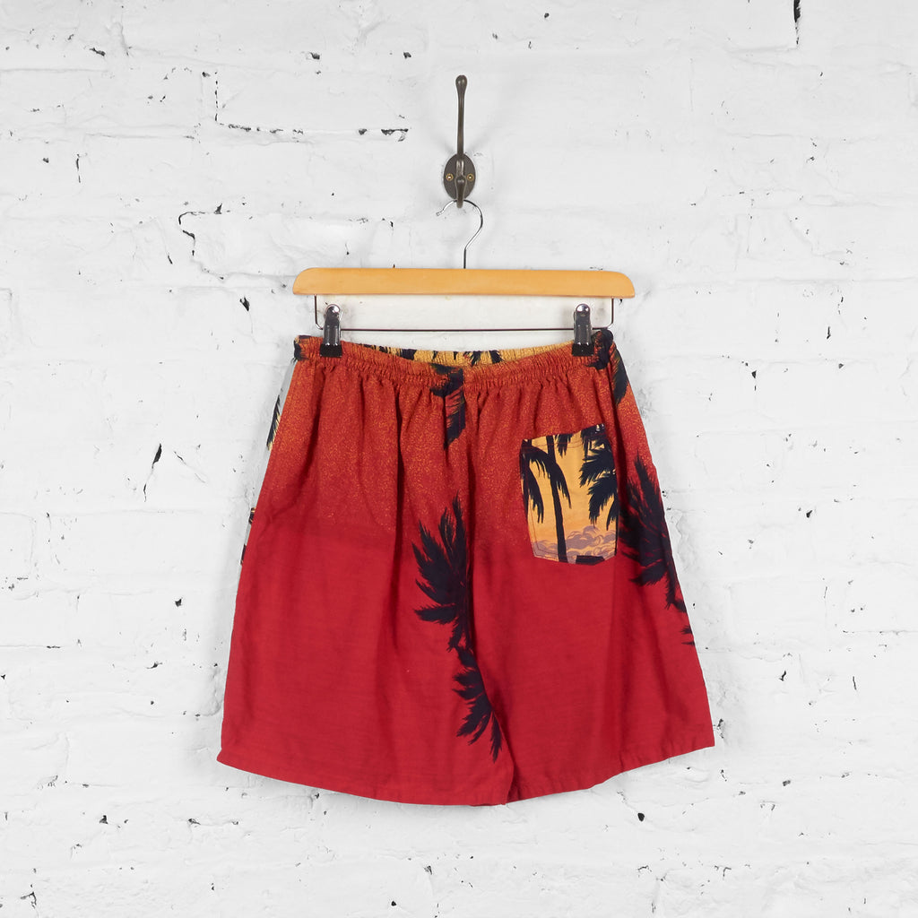 Vintage Palm Trees Shorts - Black/Red - S - Headlock