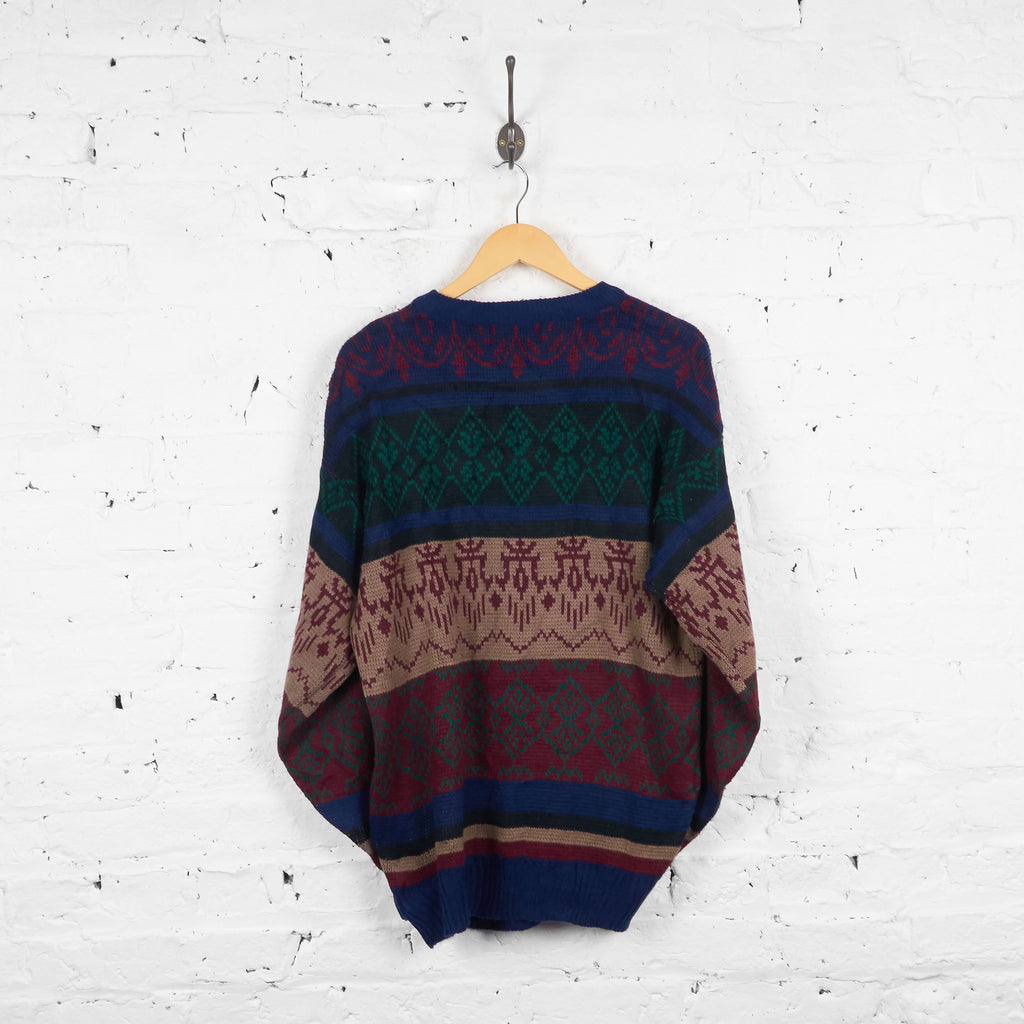 Vintage Patterned Jumper - Green/Blue/Red - L - Headlock