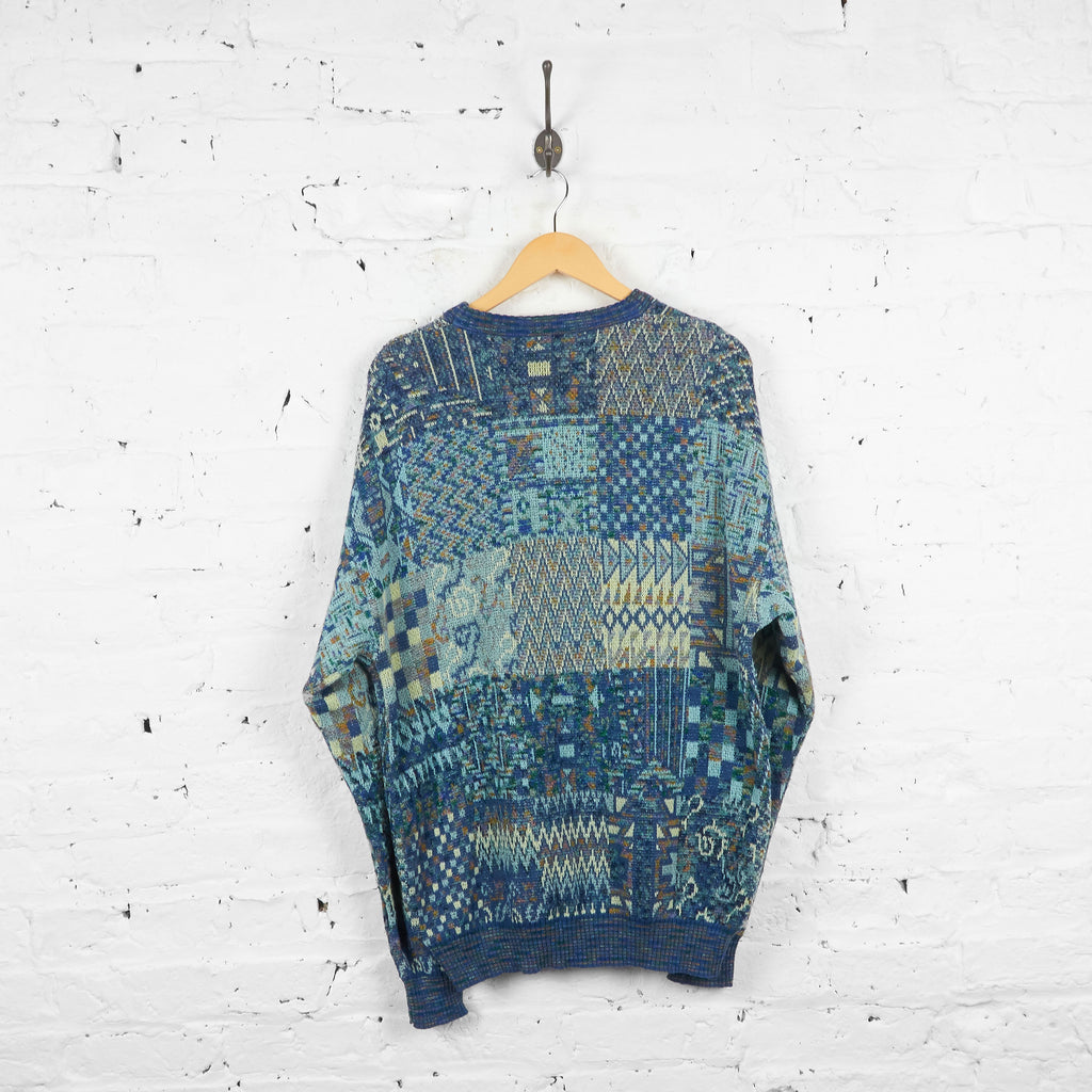 Vintage Patterned Jumper - Blue/Green - L - Headlock