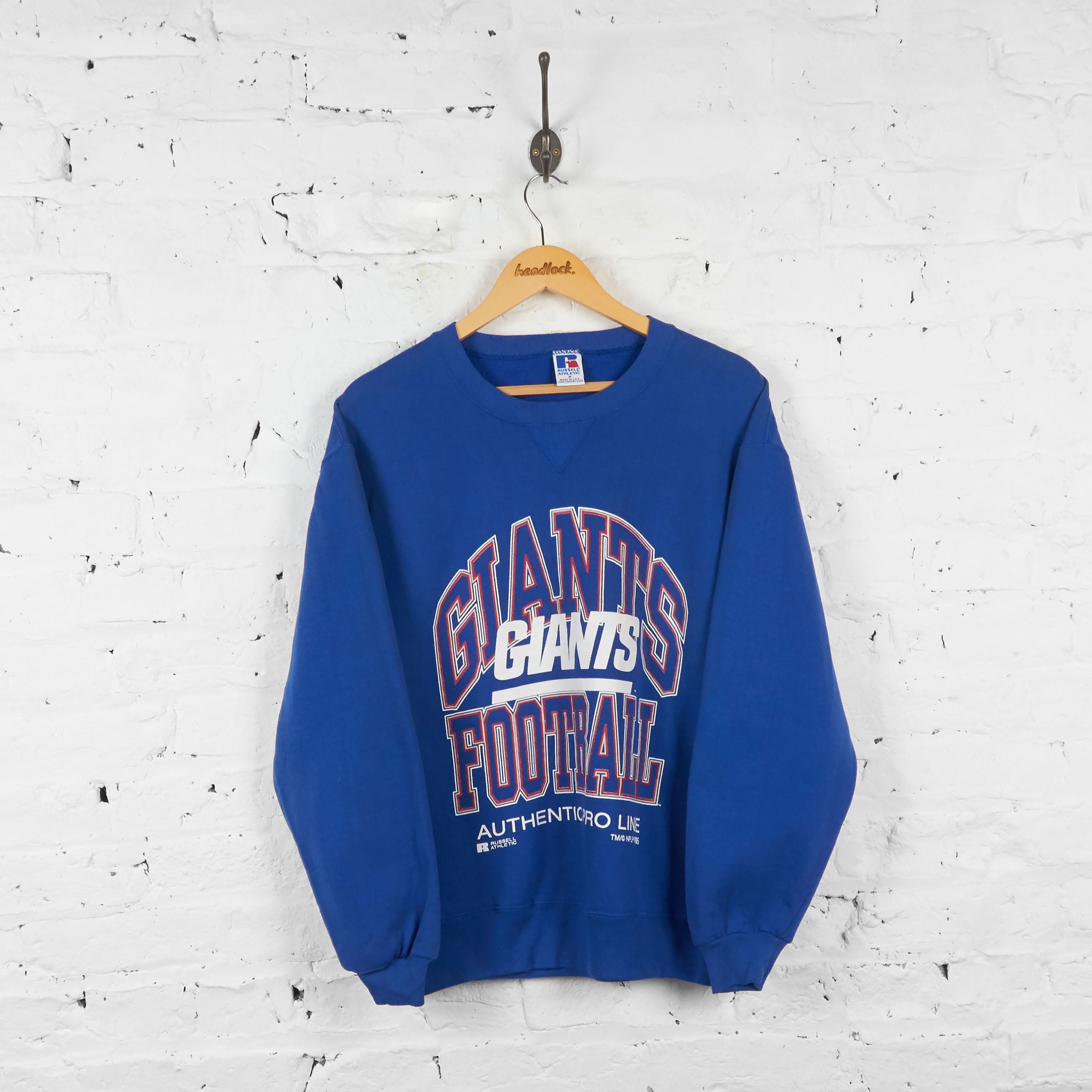 Vintage NFL New York Giants Zip Up Sweatshirt Blue Large