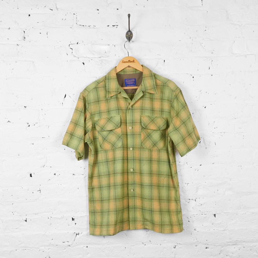 Vintage Short Sleeve Pendleton Shirt - Green/Yellow - M - Headlock