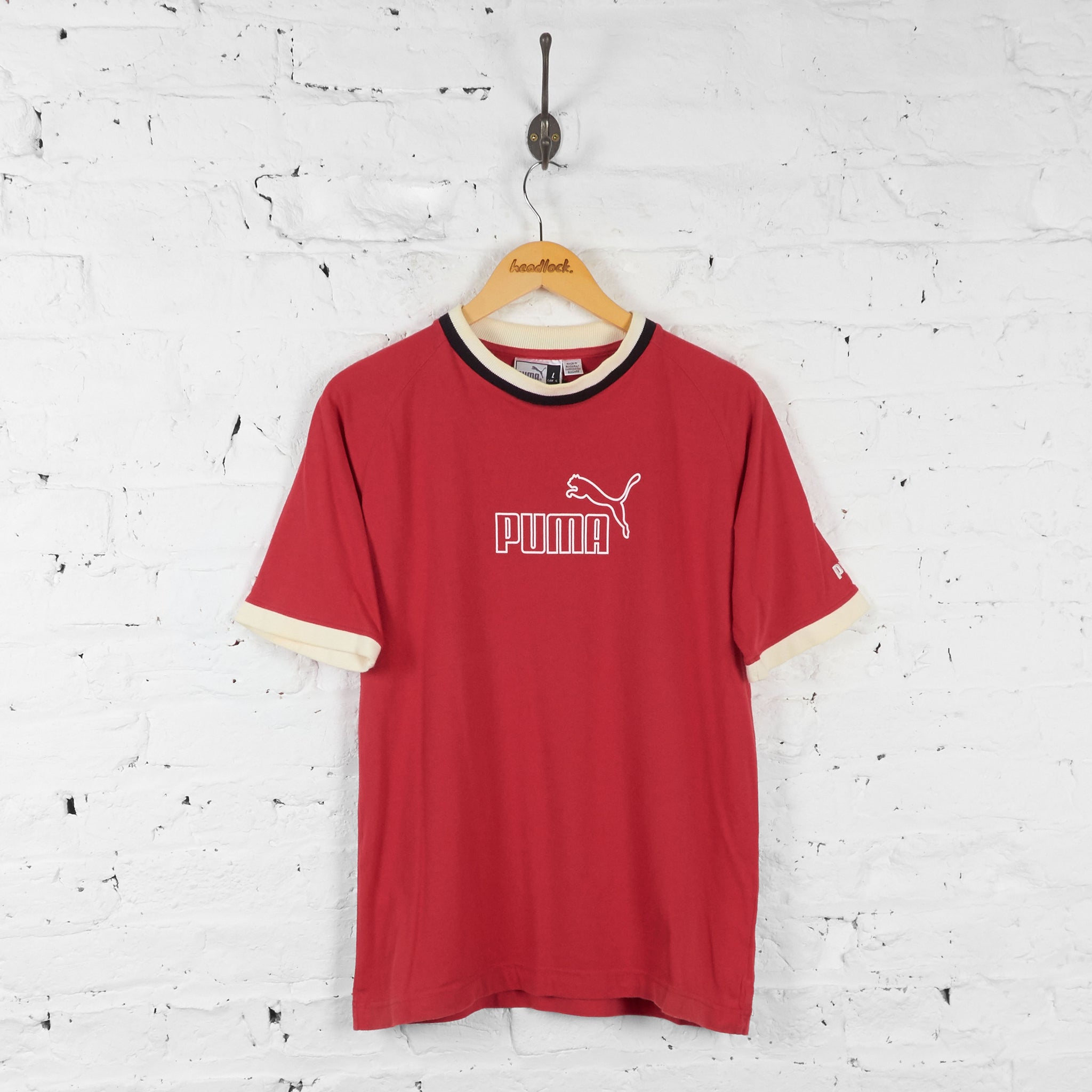 Vintage Puma Ringer T shirt Red L Headlock