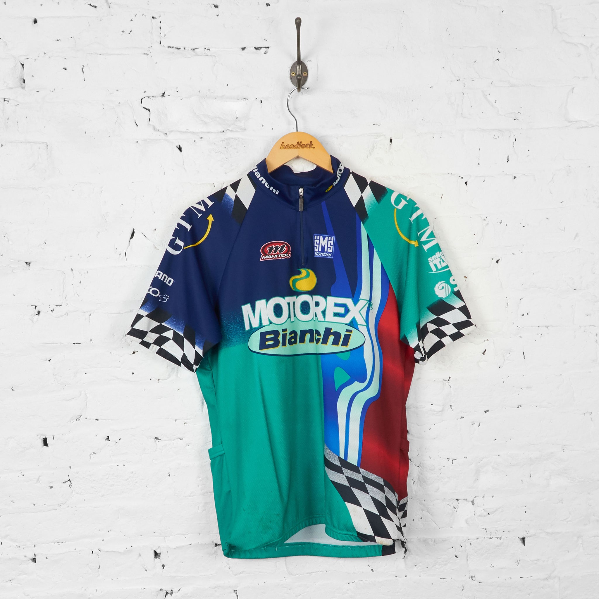 Ｍ【希少】Santini製ビアンキ MOTOREX サイクルジャージ イタリア製 Vintage Motorex Bianchi Cycling Jersey - Blue - XXL – Headlock