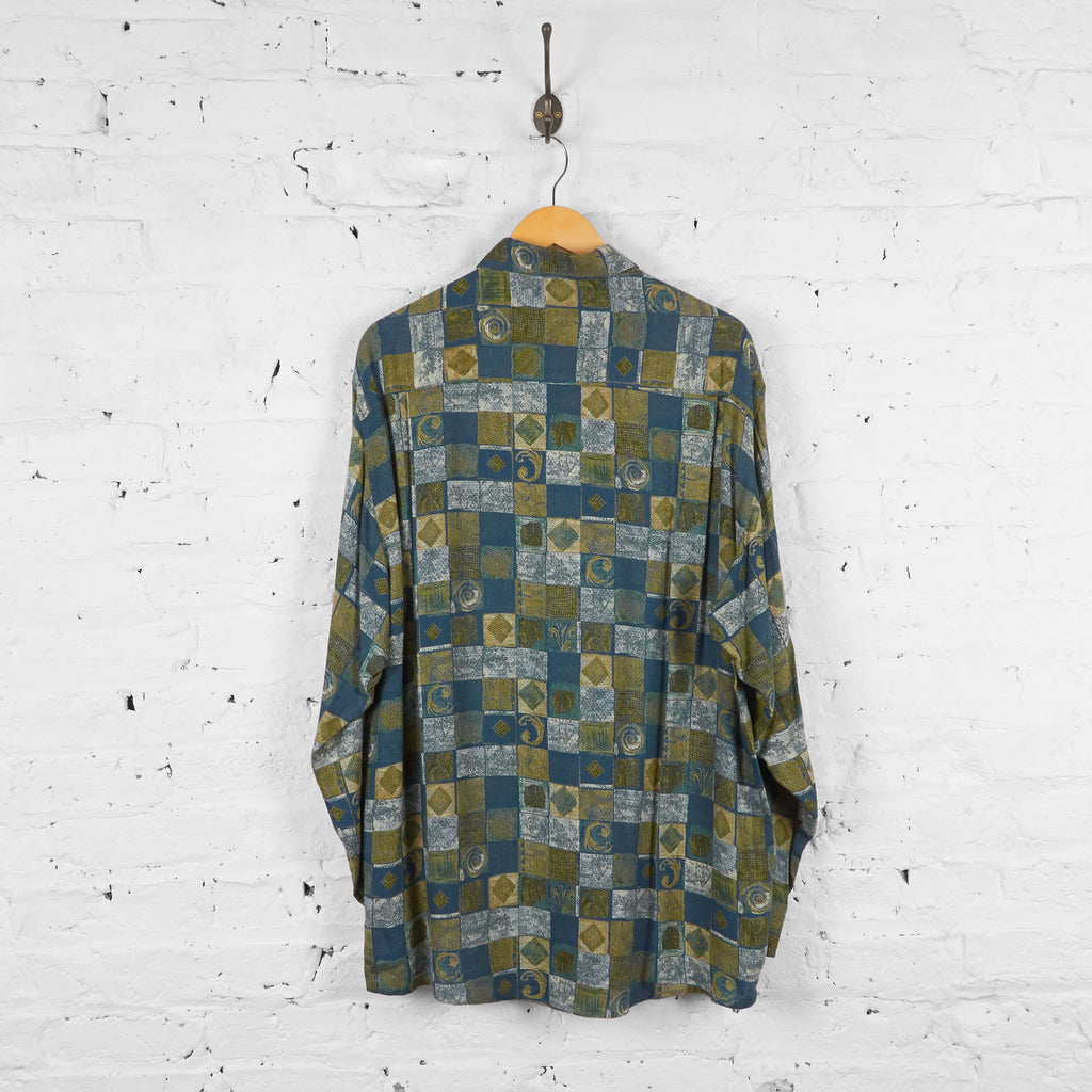 Vintage Patterned Party Shirt - Blue/Green - XL - Headlock