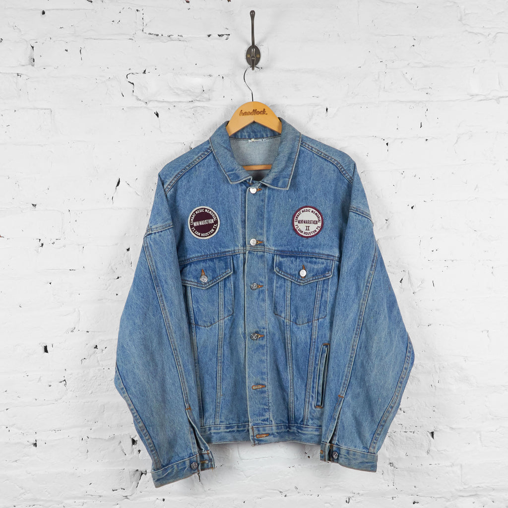 Vintage Embossed Denim Jacket - Blue - L - Headlock