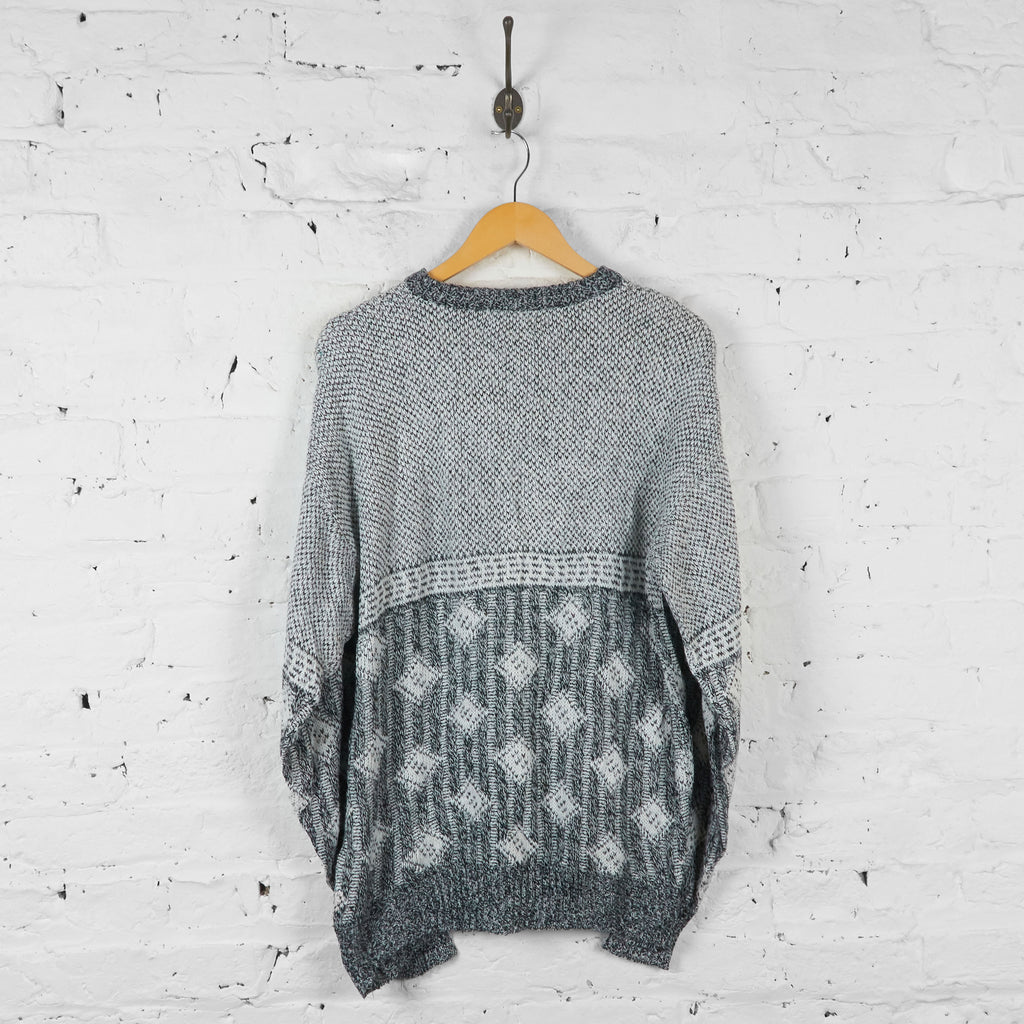 Vintage Patterned Knit Jumper - Grey - L - Headlock