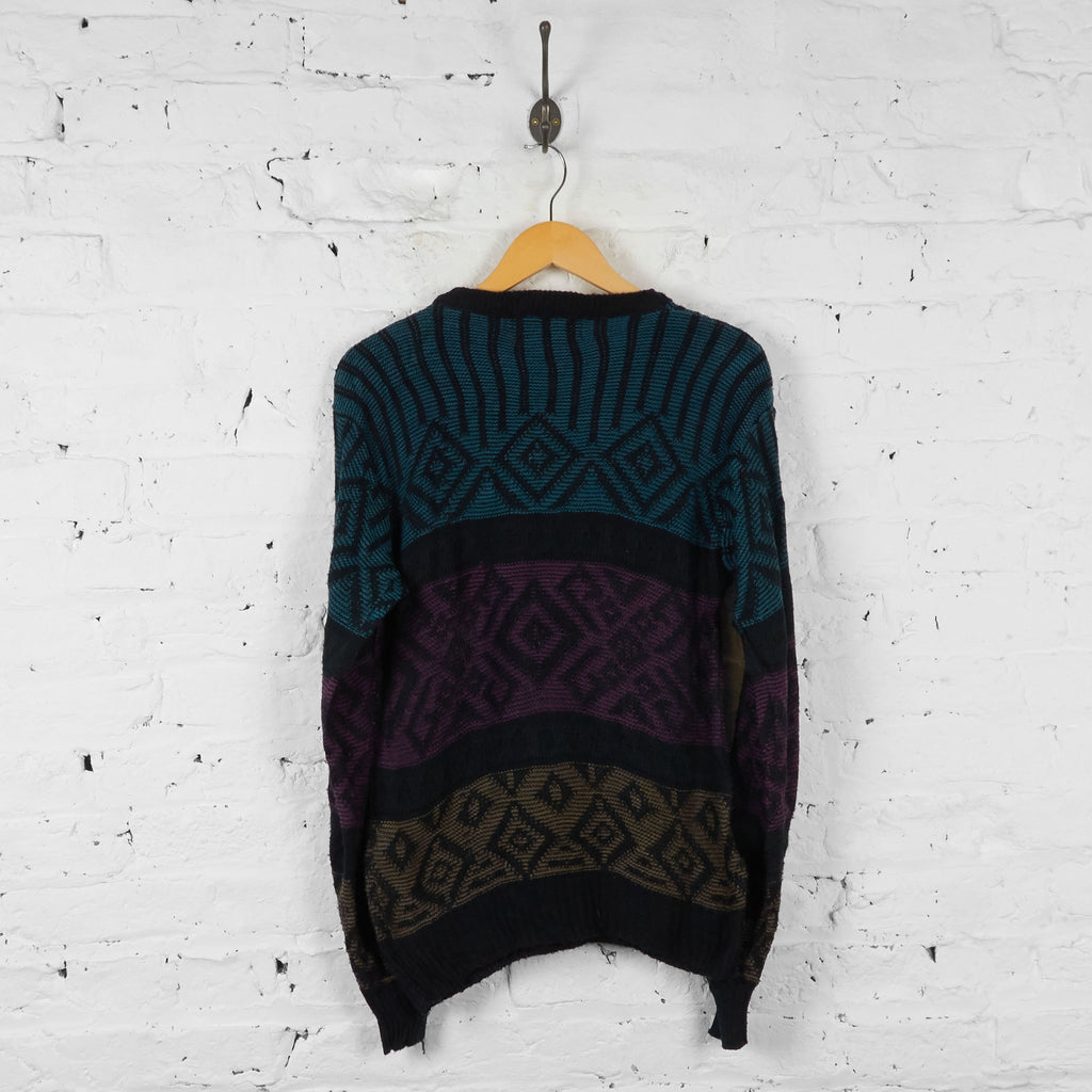 Vintage Patterned Knit Jumper - Black - M - Headlock