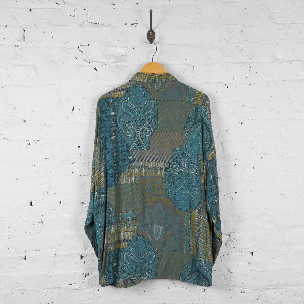 Vintage Patterned Party Shirt - Blue - XL - Headlock