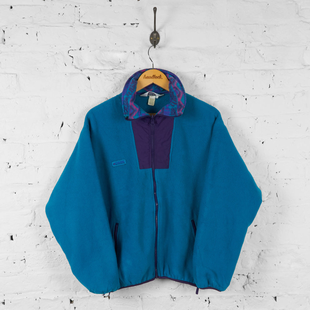 Vintage Columbia Pattern Fleece - Blue/Purple - L - Headlock