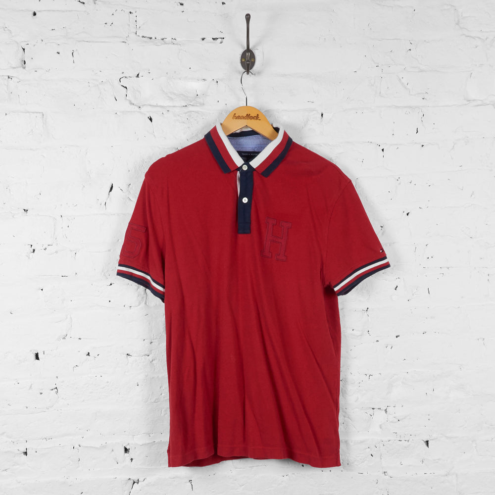 Vintage Tommy Hilfiger Polo Shirt - Red/Navy/White - L - Headlock