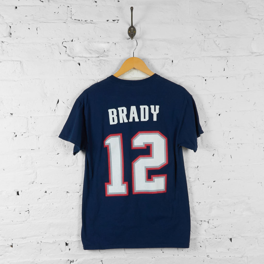 Vintage NFL New England Patriots 'Brady 12' T-Shirt - Blue - M - Headlock
