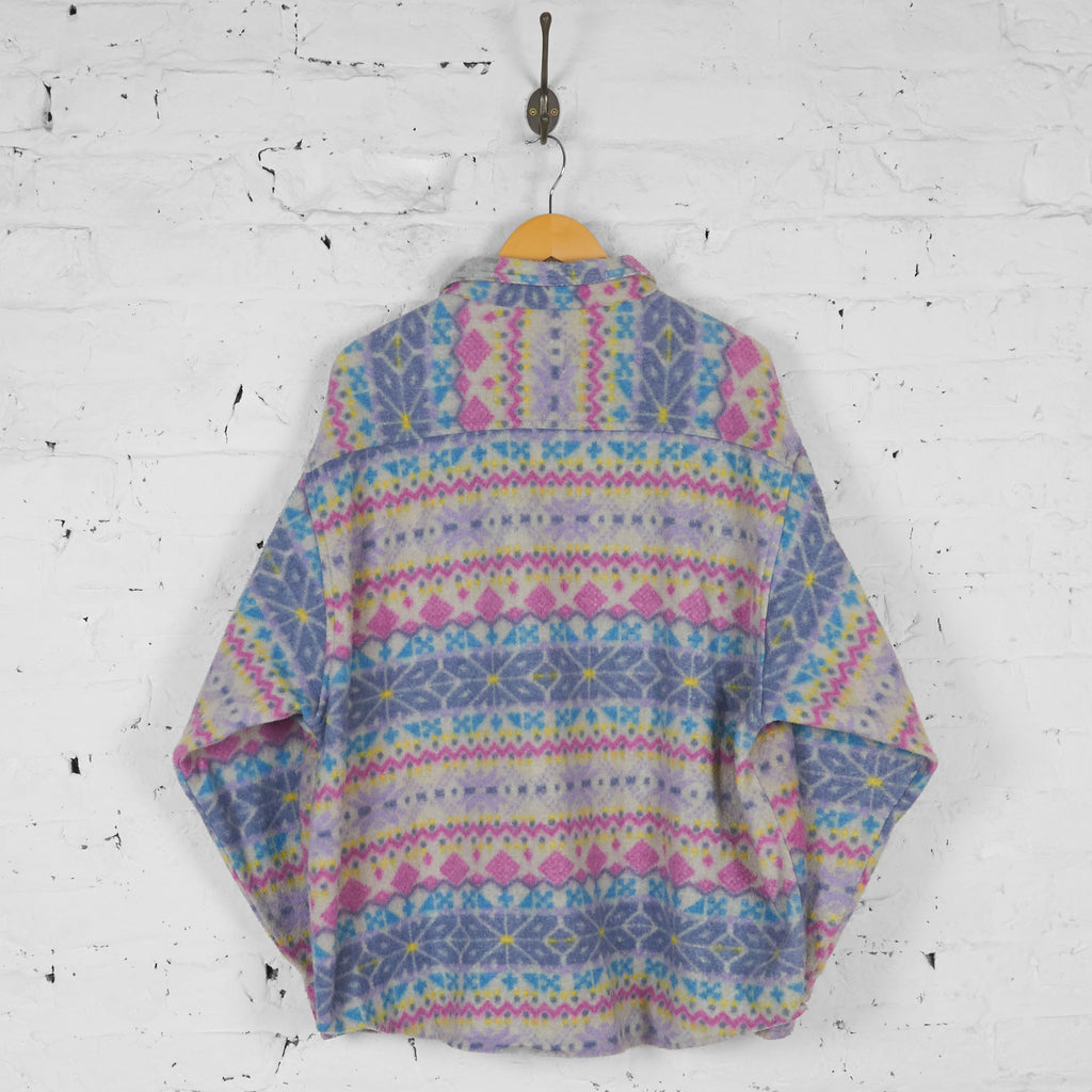 Aztec Pattern Fleece Shirt - Grey - XL