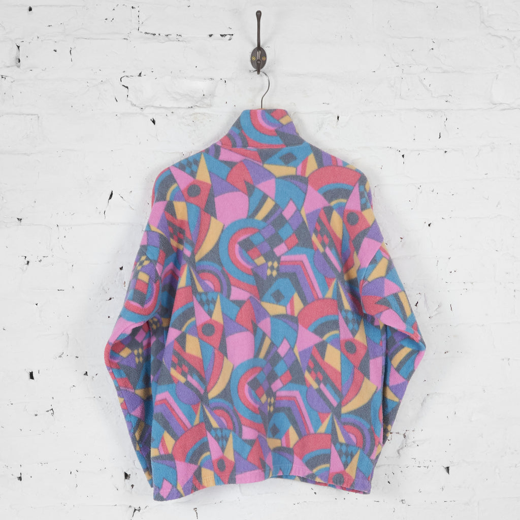 90s Pattern Full Zipper Fleece - Pink - L