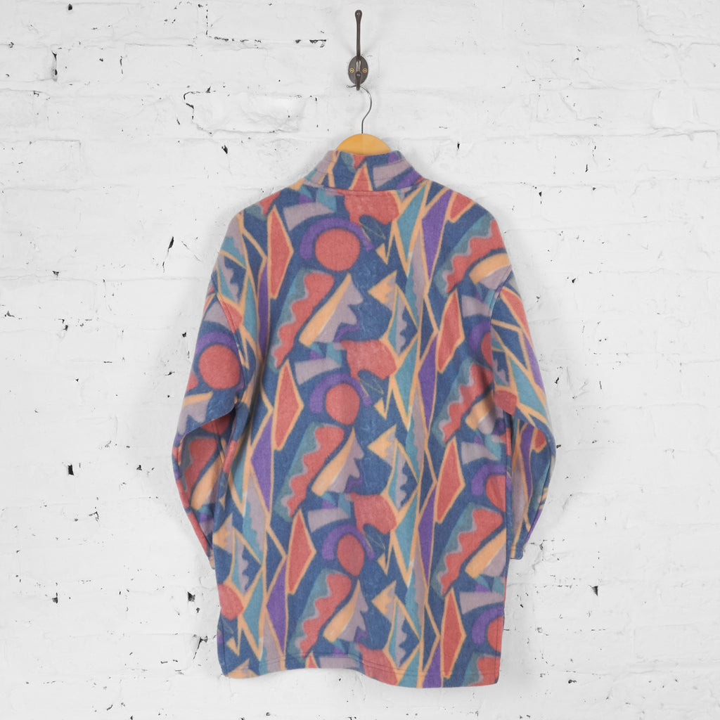 90s 1/4 Zip Pattern Fleece - Orange/Purple - M