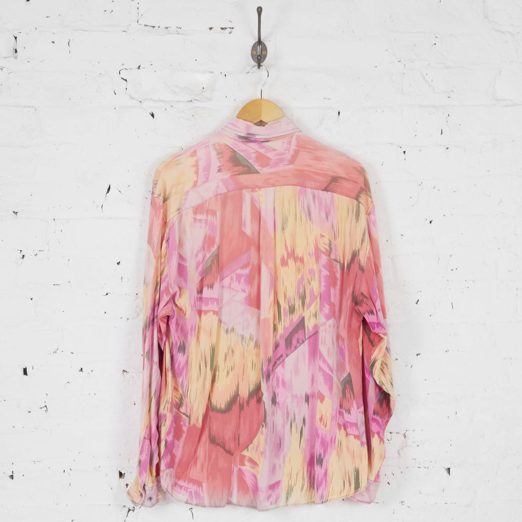 90s Pattern Long Sleeve Shirt - Pink/Yellow - M