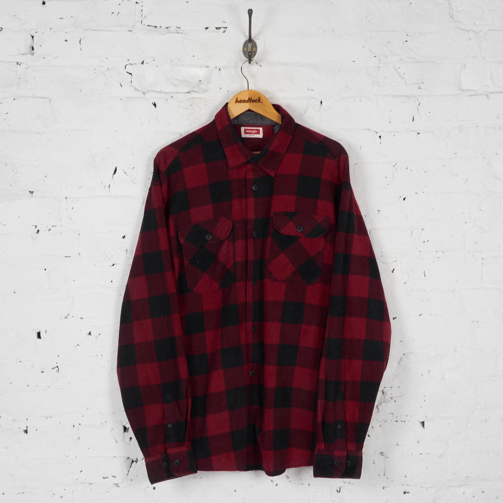 Wrangler Plaid Check Fleece Shirt - Red - XL