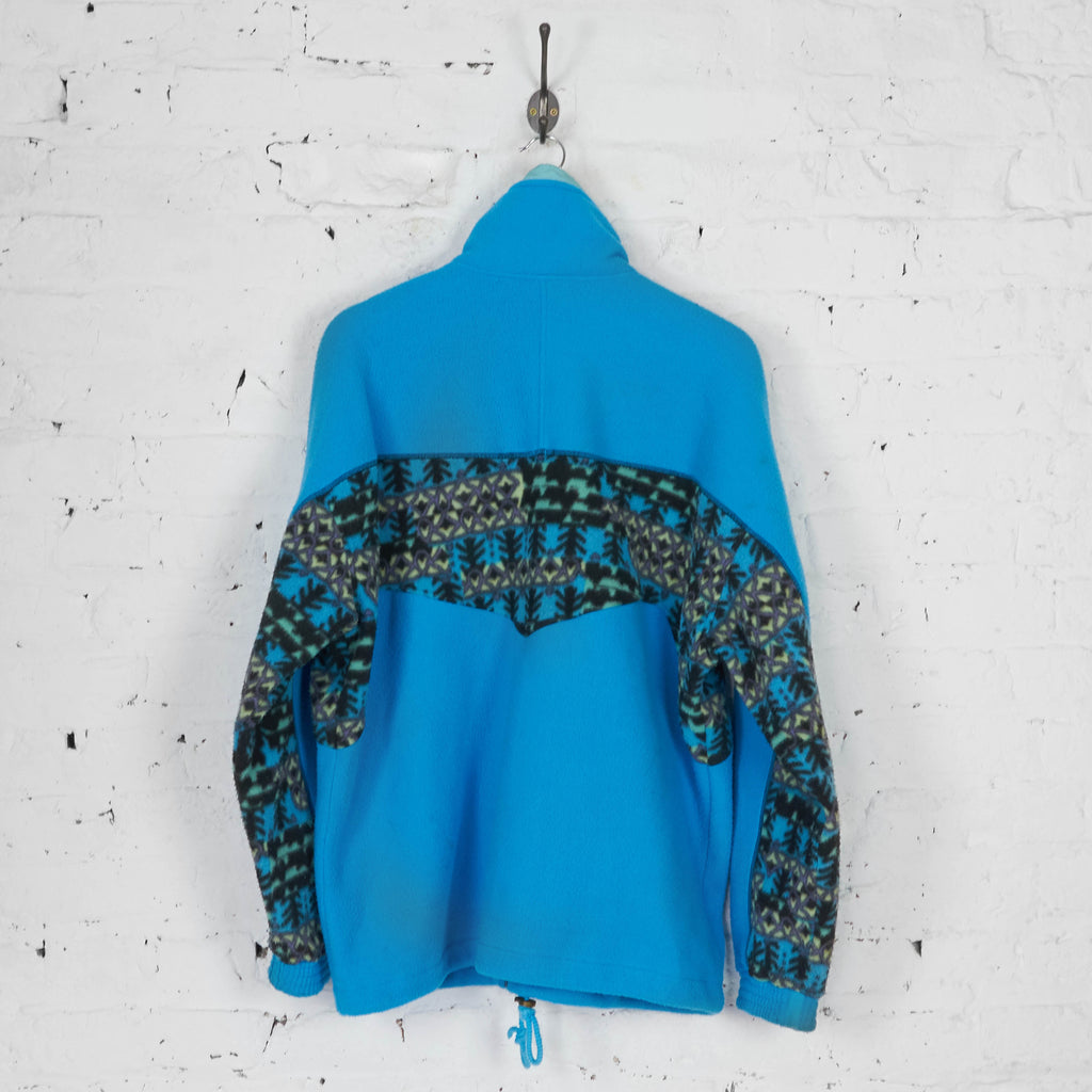 90s Pattern Fleece Jacket - Blue - L