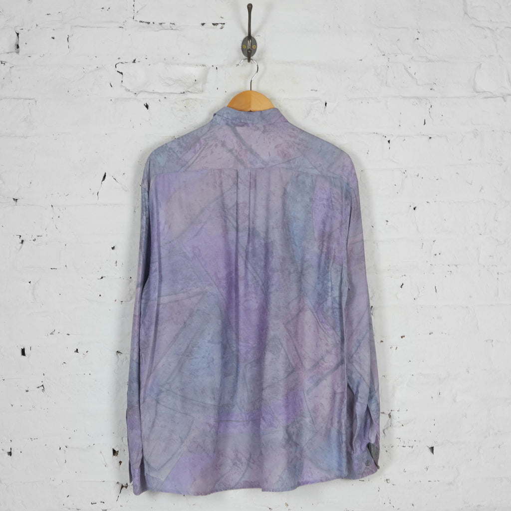 90s Long Sleeve Pattern Shirt - Purple - L