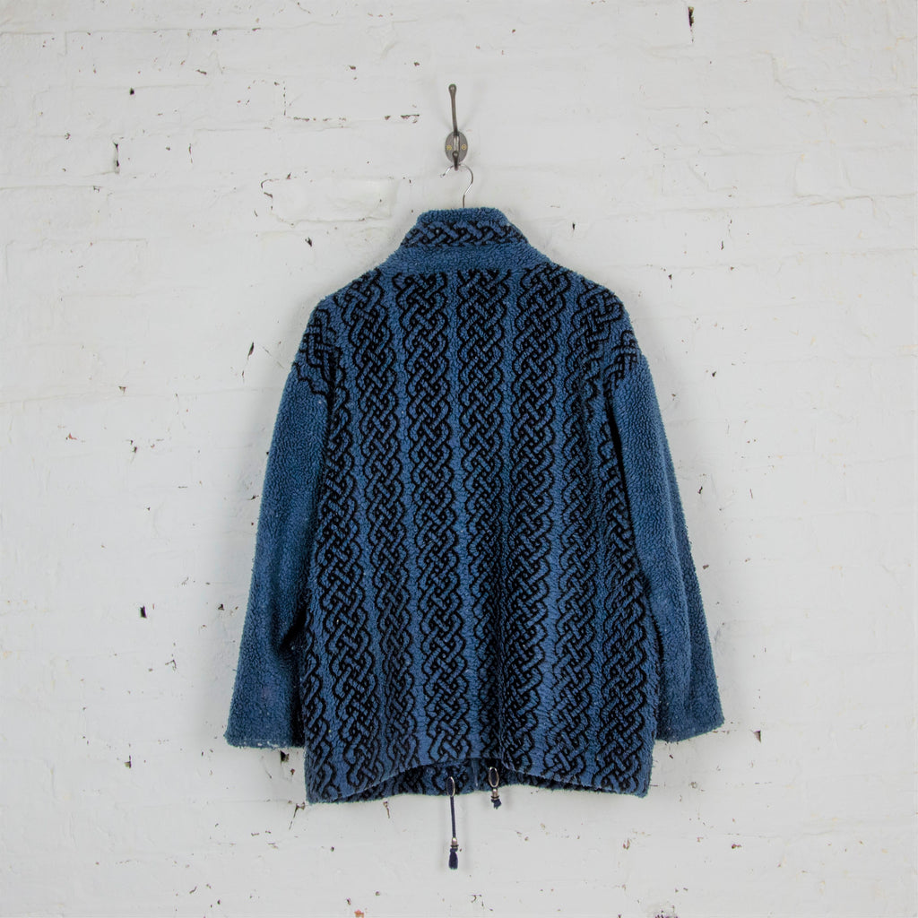 90s Pattern Fleece Jacket - Blue - XL
