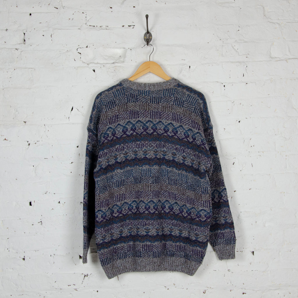 Vintage Patterned Jumper - Grey - L