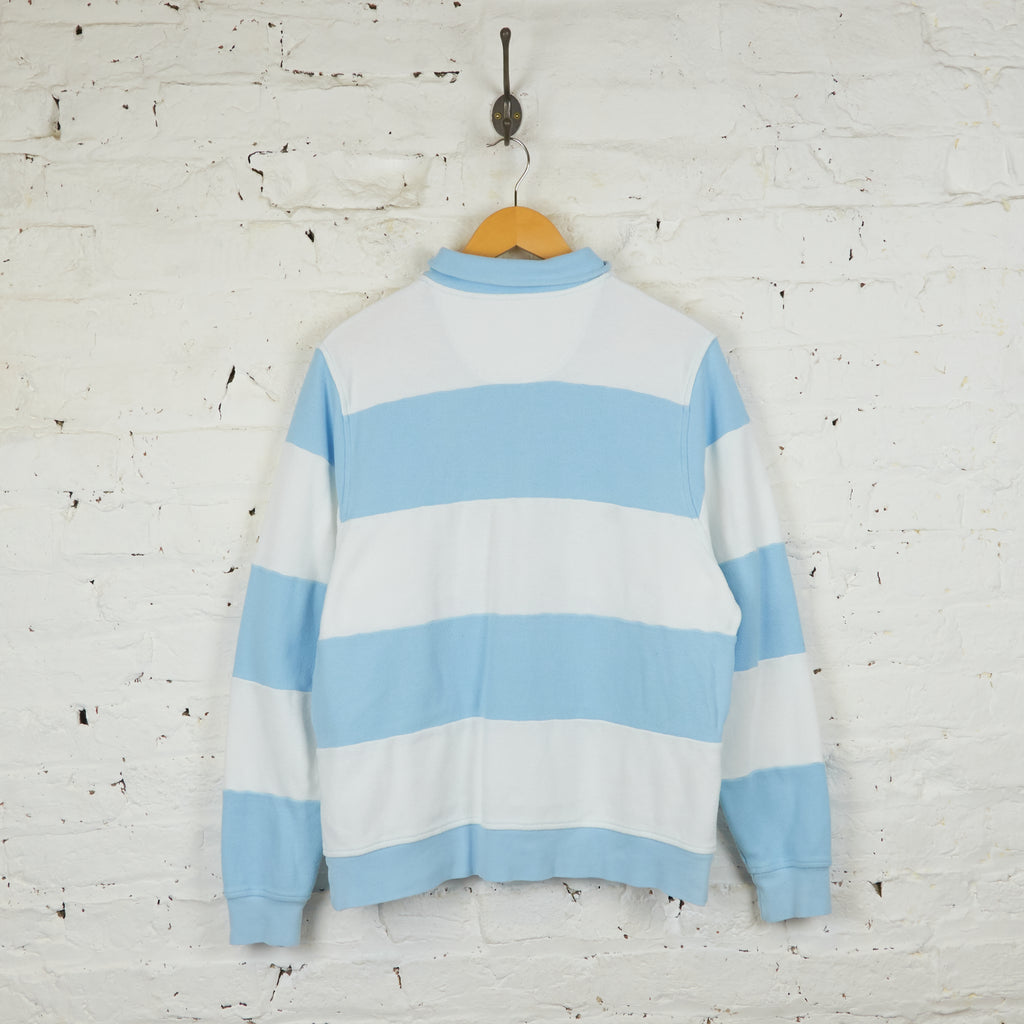 Fred Perry 1/4 Zip Striped Sweatshirt - Blue/White - L