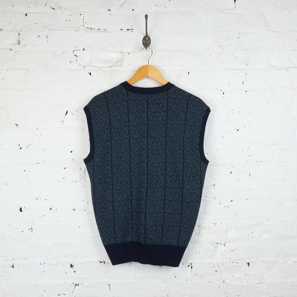 90s Pattern Knit Tank Top - Blue - L