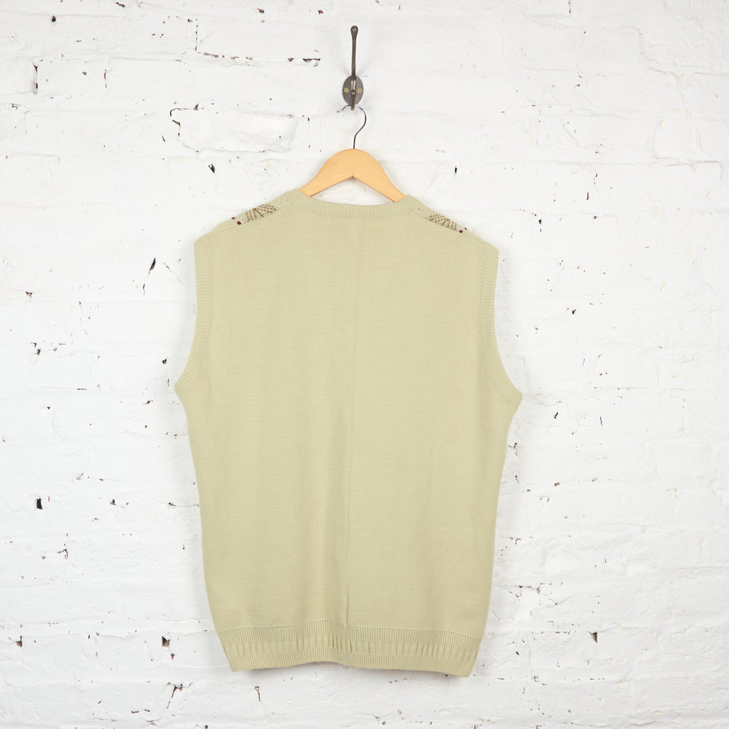 90s Pattern Knit Tank Top - Beige - XL