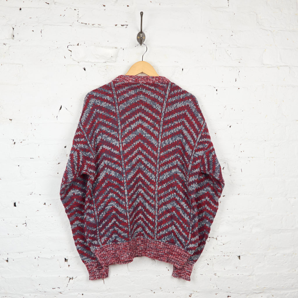 90s Pattern Knit Jumper - Red - L
