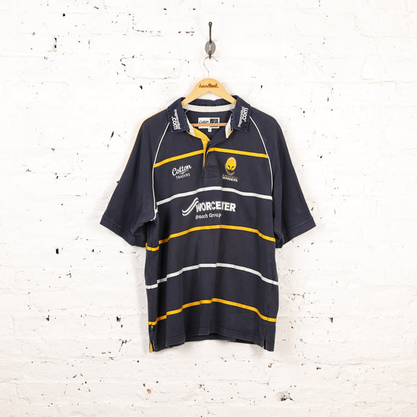 Maillot De Rugby Worcester Warriors - Homme Coton XL - Bleu Rayé - Angleterre