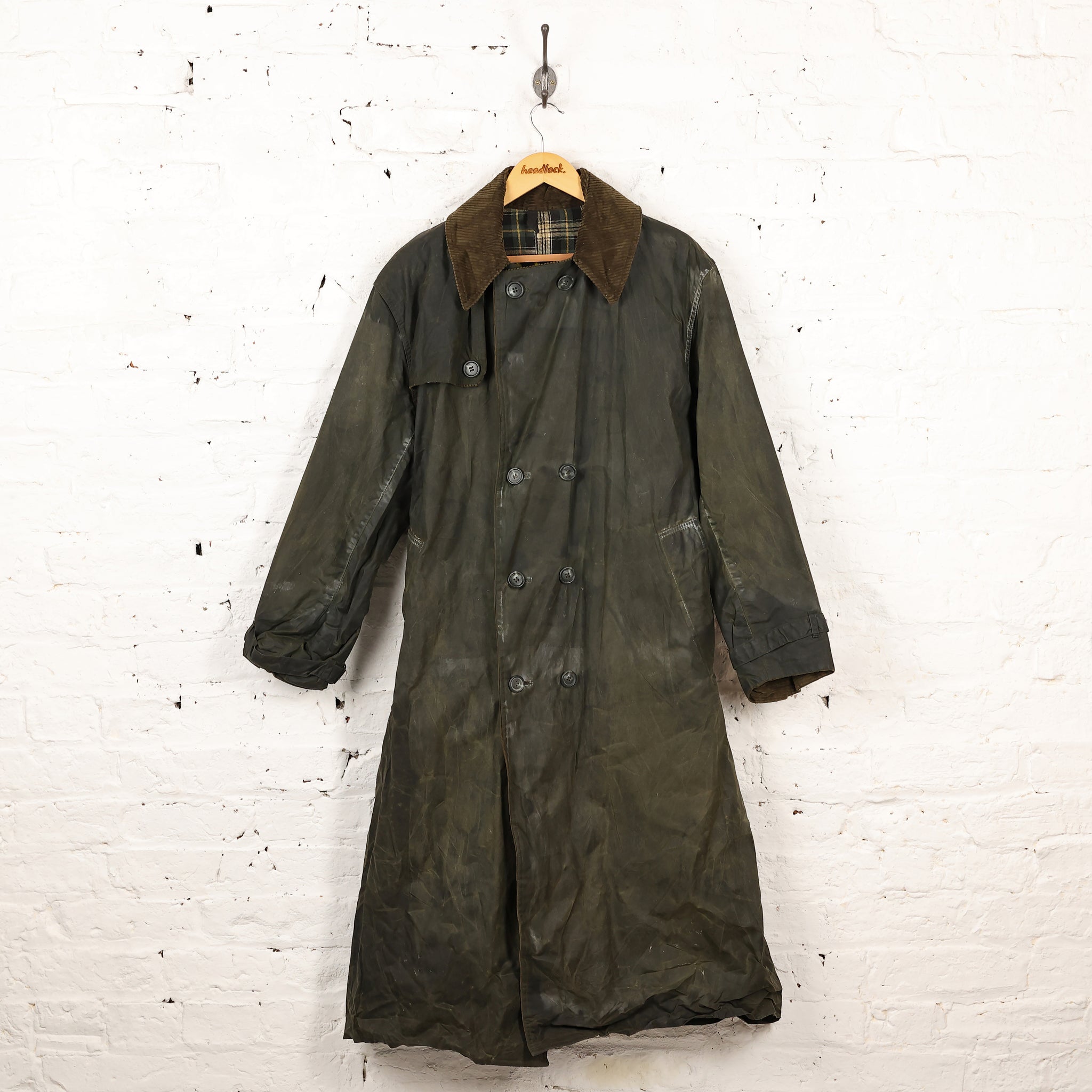 Barbour Wax Double Breasted Trench Coat Jacket - Green - L – Headlock