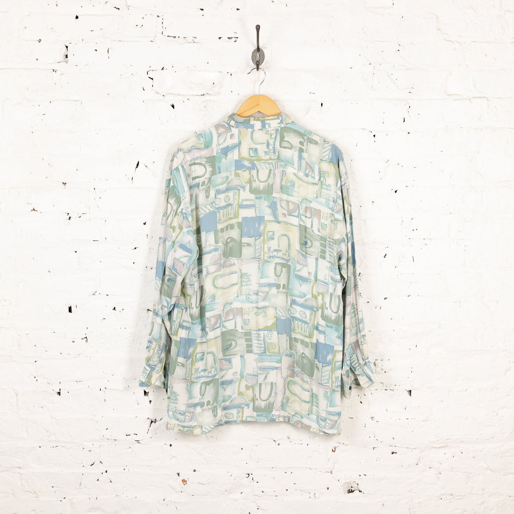 90s Pattern Long Sleeve Shirt - Green - L