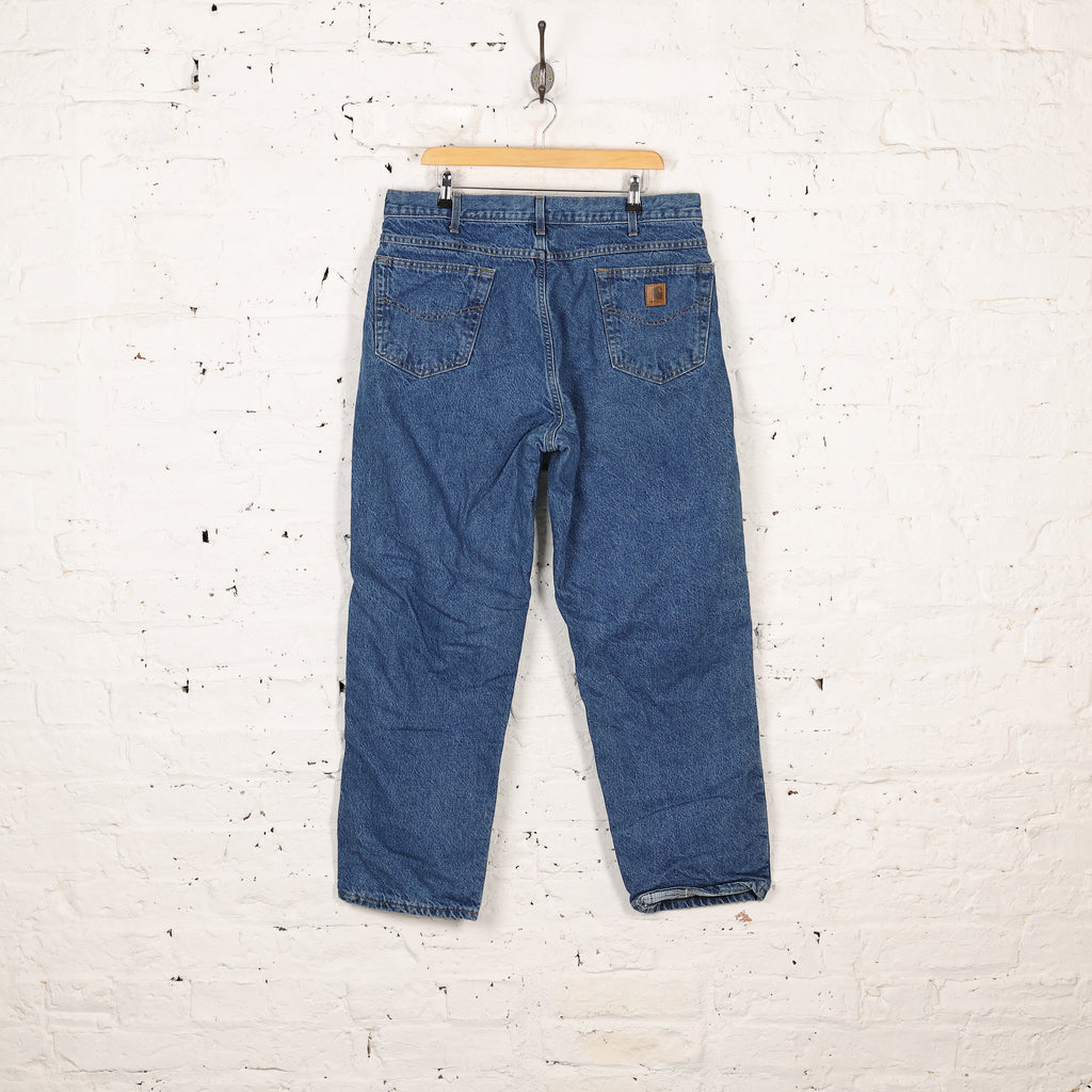 Carhartt Lined Straight Leg Work Pants Jeans - Blue - L