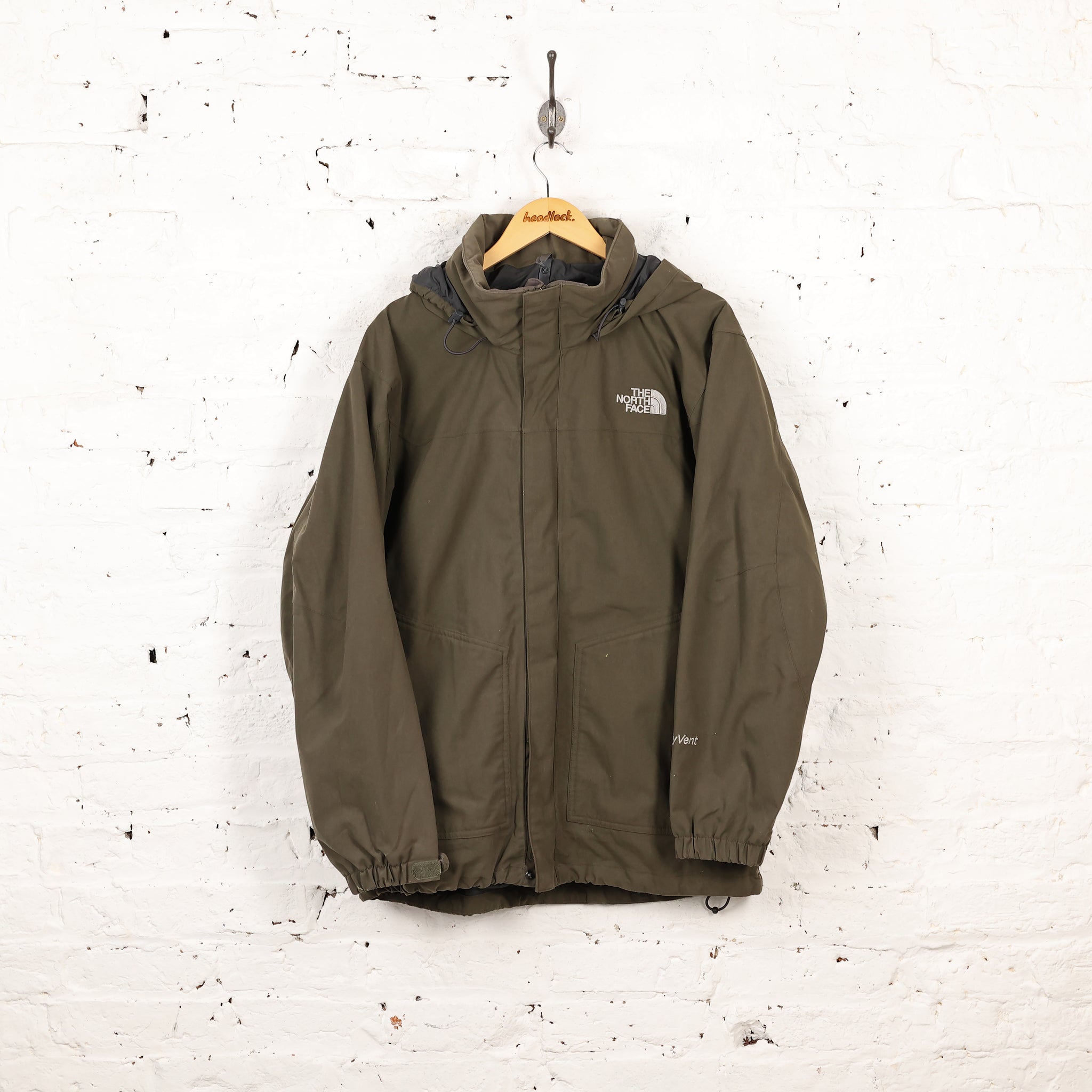 The North Face Hyvent Rain Jacket Green M Headlock