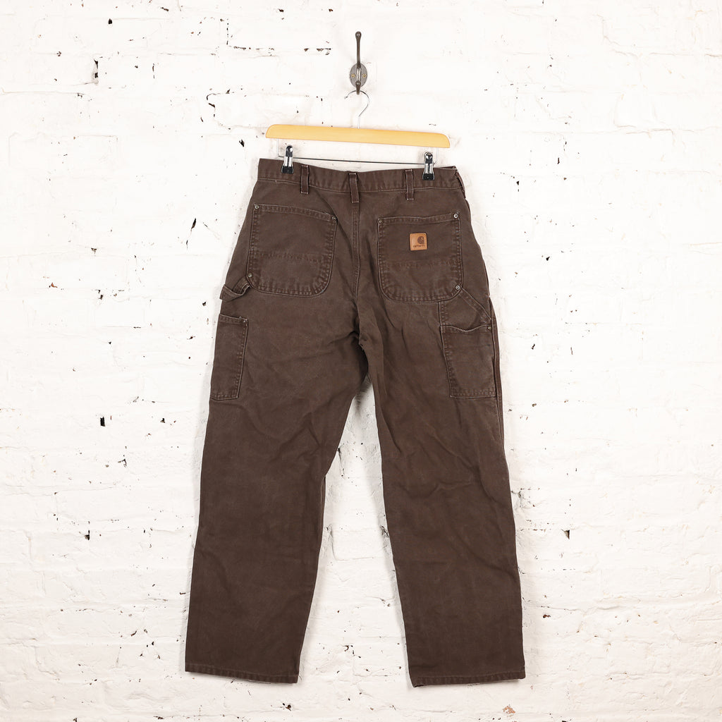 Carhartt Double Knee Dungaree Fit Work Pants Trousers - Brown - M