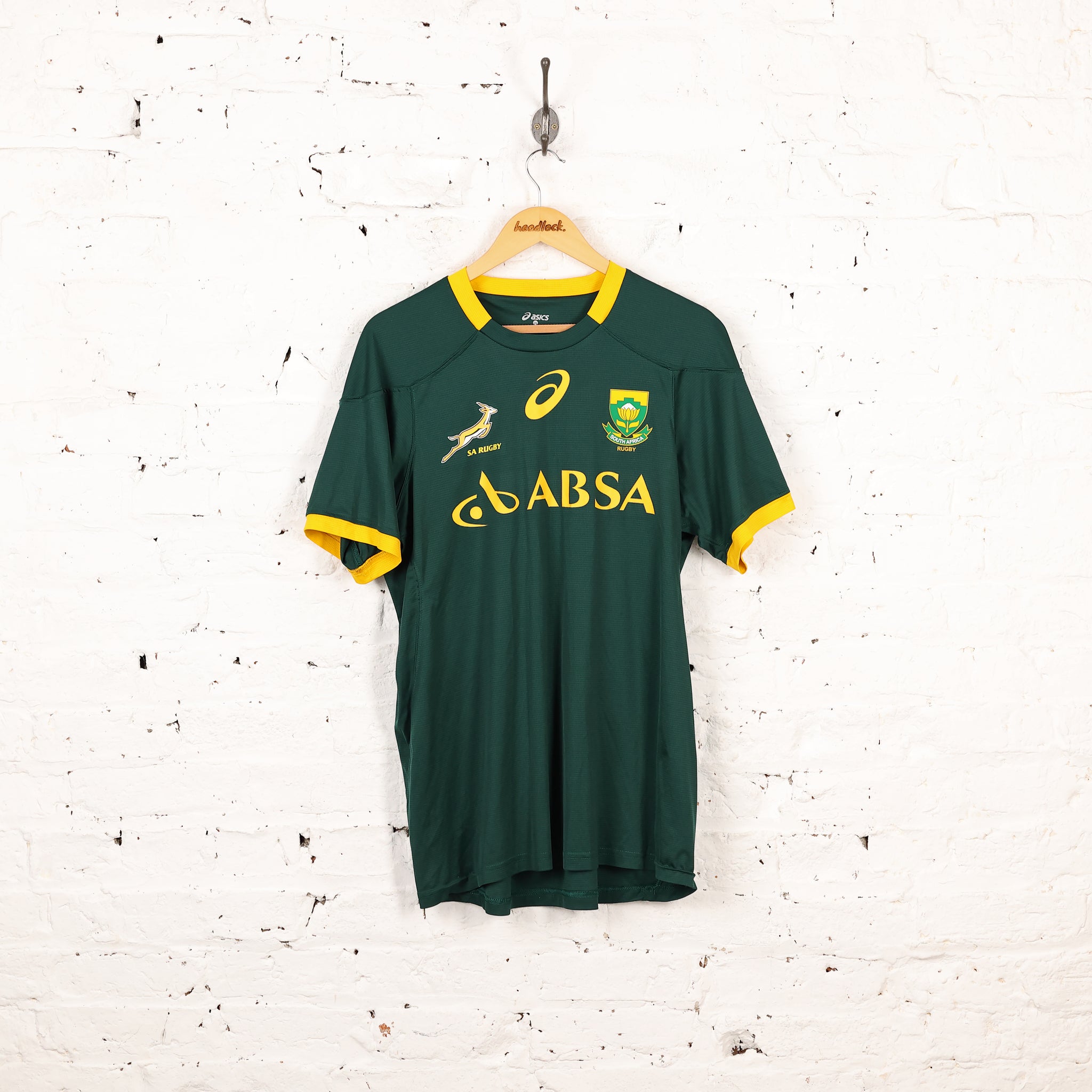 Asics South Africa 2014 Home Rugby Shirt - Green - XXL – Headlock
